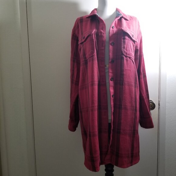 Outerknown Tops - Outerknown Long Blanket Shirt, flannel/plaid, size S/P, Red